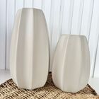 Dupla Vaso Centro De Mesa Grande Médio Alto Relevo Off White