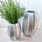 Dupla Vaso Centro De Mesa Grande Médio Alto Relevo Prateado