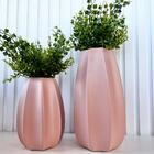 Dupla Vaso Centro De Mesa Grande Médio Alto Relevo Rosa