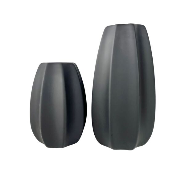 Dupla Vaso Centro De Mesa Grande Médio Preto Em Alto Relevo