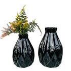 Dupla Vaso Centro De Mesa Preto Geométrico 3d Com Planta