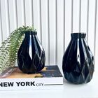 Dupla Vaso Centro De Mesa Preto Trabalhado Geométrico 3d