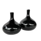 Dupla Vaso Garrafa Preto Brilho Aladim Cerâmico Enfeite Mesa