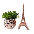 Dupla Vaso Rosê De Cerâmica E Enfeite Torre Eiffel De Metal