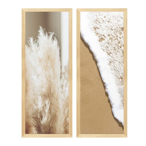 Duplas De Quadros Decorativos Minimalista Mar Bege