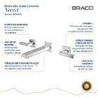 Duplo Comando De Parede Vercci Cromado
