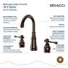 Duplo Comando St Claire Bronze Escovado