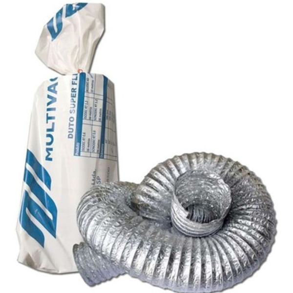 Duto Flexível 100mm 4  Pol 1 Metro Aluminizado Multivac