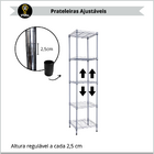 Eau012 Estante De Aço 5 Prateleiras Quadrada Cromada Aramada