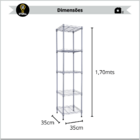 Eau012 Estante De Aço 5 Prateleiras Quadrada Cromada Aramada