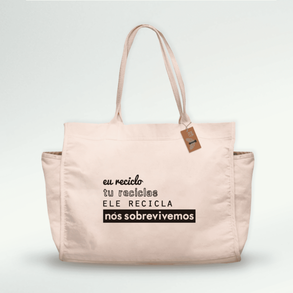 Ecobag De Feira "recicle" - Algodão 100% Reciclado - Creme
