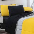 Edredom 1 Peça Queen Amarelo Mescla Preto