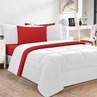 Edredom 1 Peça Solteiro Branco Vermelho