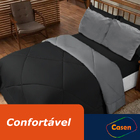 Edredom 5 Pçs Casal Queen Dupla Face Casen Preto_cinza