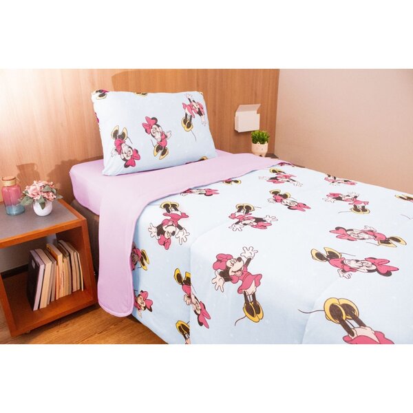 Edredom Avulso Disney Solteiro Portallar Minnie Classic/lilas Geada ...