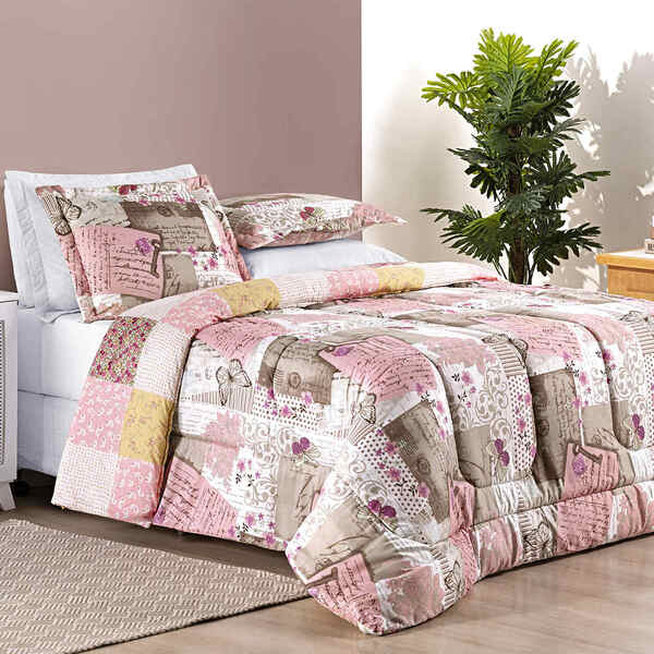 Edredom Ayla Casal King Tecido Dupla Face Microfibra 03 Peças