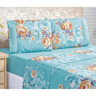 Edredom Azul Floral King Size Estampado 200 Fios Dupla Face +