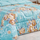 Edredom Azul Floral King Size Estampado 200 Fios Dupla Face +