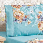 Edredom Azul Floral King Size Estampado 200 Fios Dupla Face +