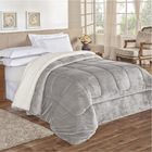 Edredom Bariloche Solteiro Dupla Face Sherpa Toque Lã Carneir