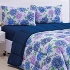 Edredom Basic Floral Azul Marinho King Dupla Face - Malha 100
