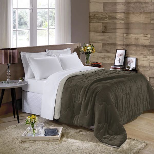 Edredom Buettner King Plush Flanel Dupla Face Chocolate