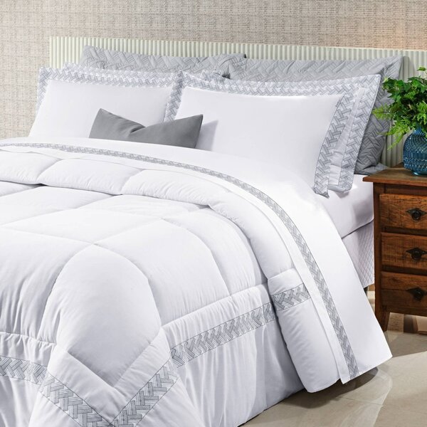 Edredom Casal 260x240cm Percal 200 Fios Luke Bernadete Casa P