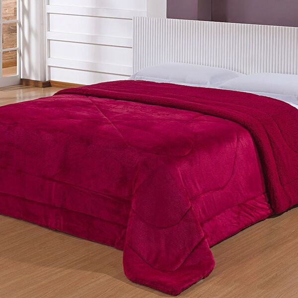 Edredom - Casal - Dupla Face - Capetown - Sherpa - Bordô - Ni