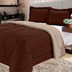 Edredom Casal Liso Malha Dupla Face Aconchegante Marrom Com A