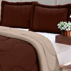 Edredom Casal Liso Malha Dupla Face Aconchegante Marrom Com A