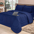 Edredom Casal Queen + Lençol Luxo 5 Pçs Dupla Face Cotex Azul