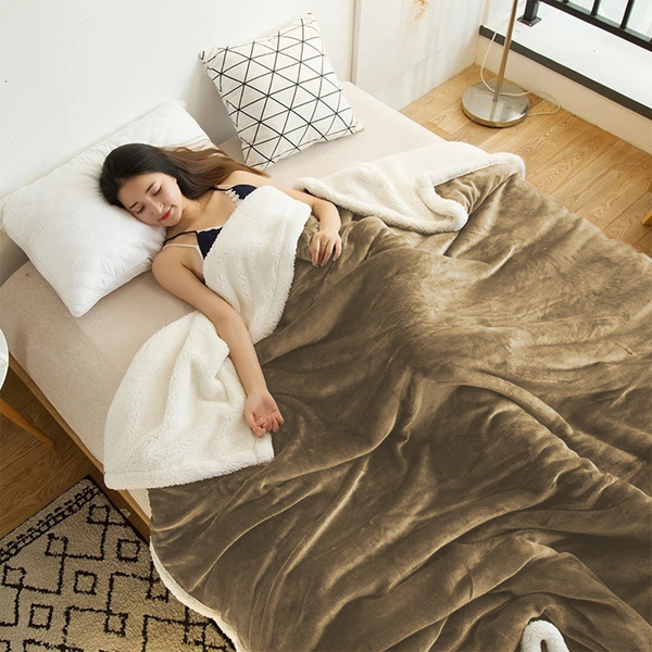 Edredom Casal Queen Coberdrom Sherpa Dupla Face Casal Bege Ca