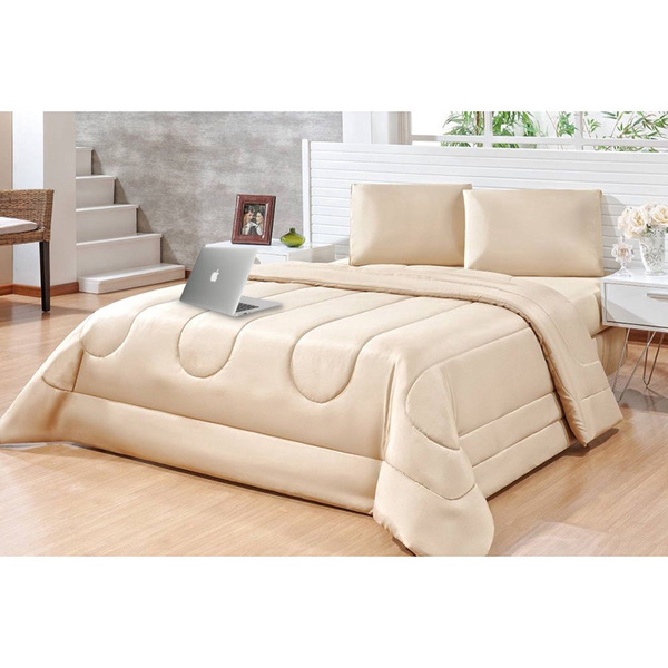 Edredom Casal Queen Cobertor Frio Quente Inverno Bege Casen