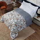 Edredom Casal Queen Dupla Face Estampado/ Liso 190 Fios Macio