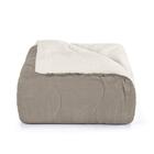 Edredom Casal Queen Dupla Face Plush Sherpa Liso Cinza
