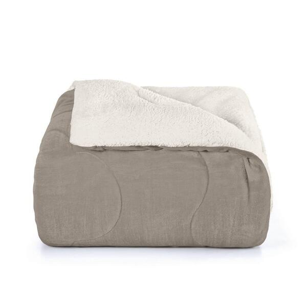 Edredom Casal Queen Dupla Face Plush Sherpa Liso Cinza