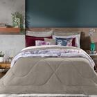 Edredom Casal Queen Dupla Face Plush Sherpa Liso Cinza