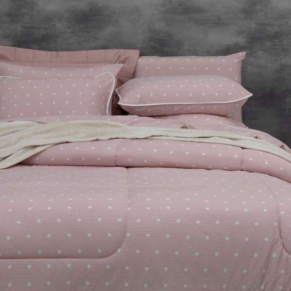 Edredom Casal Sofee Poá List Rosé Kacyumara