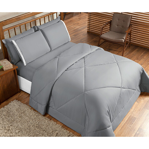 Edredom Cinza Queen Dupla Face Avulso 2,40m X 2,20m