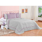 Edredom Cinza Yasmin Queen Size + Jogo De Cama Percal 200 Fio