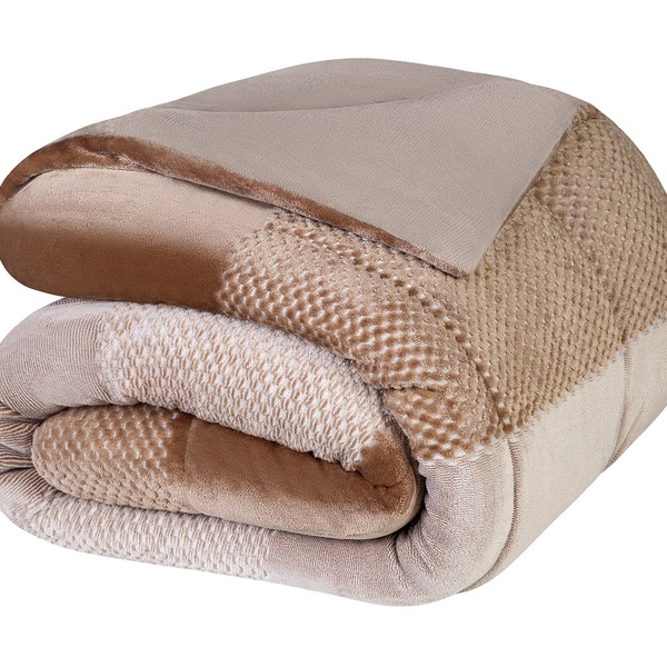 Edredom Coberdrom Casal Sherpa Lepper Melange Bege