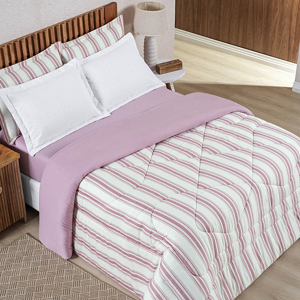 Edredom Coberdrom Estilo King Malha 100% Algodão - Rosa - 100
