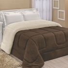 Edredom Coberdrom Fenix Queen Sherpa E Manta Tabaco - 100% Po