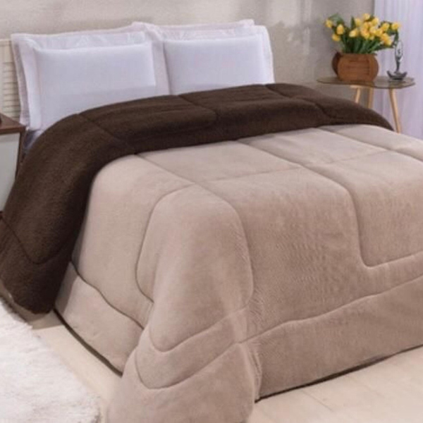 Edredom Coberdrom Fenix Solteiro Sherpa E Manta - Rosê - Taba