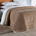 Edredom Coberdrom King Sherpa E Manta Canelada - Cáqui