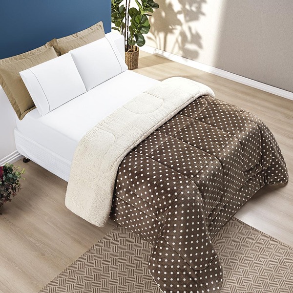 Edredom Coberdrom Mimoso Casal Padrão Dupla Sherpa Toque Lã C