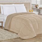 Edredom Coberdrom Queem Malha Algodão E Manta Flannel - Cáqui