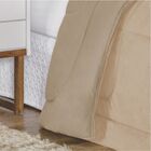 Edredom Coberdrom Queem Malha Algodão E Manta Flannel - Cáqui