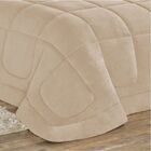 Edredom Coberdrom Queem Malha Algodão E Manta Flannel - Cáqui