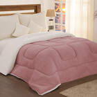 Edredom Coberdrom Queen Sherpa Pele De Carneiro E Soft Rose [